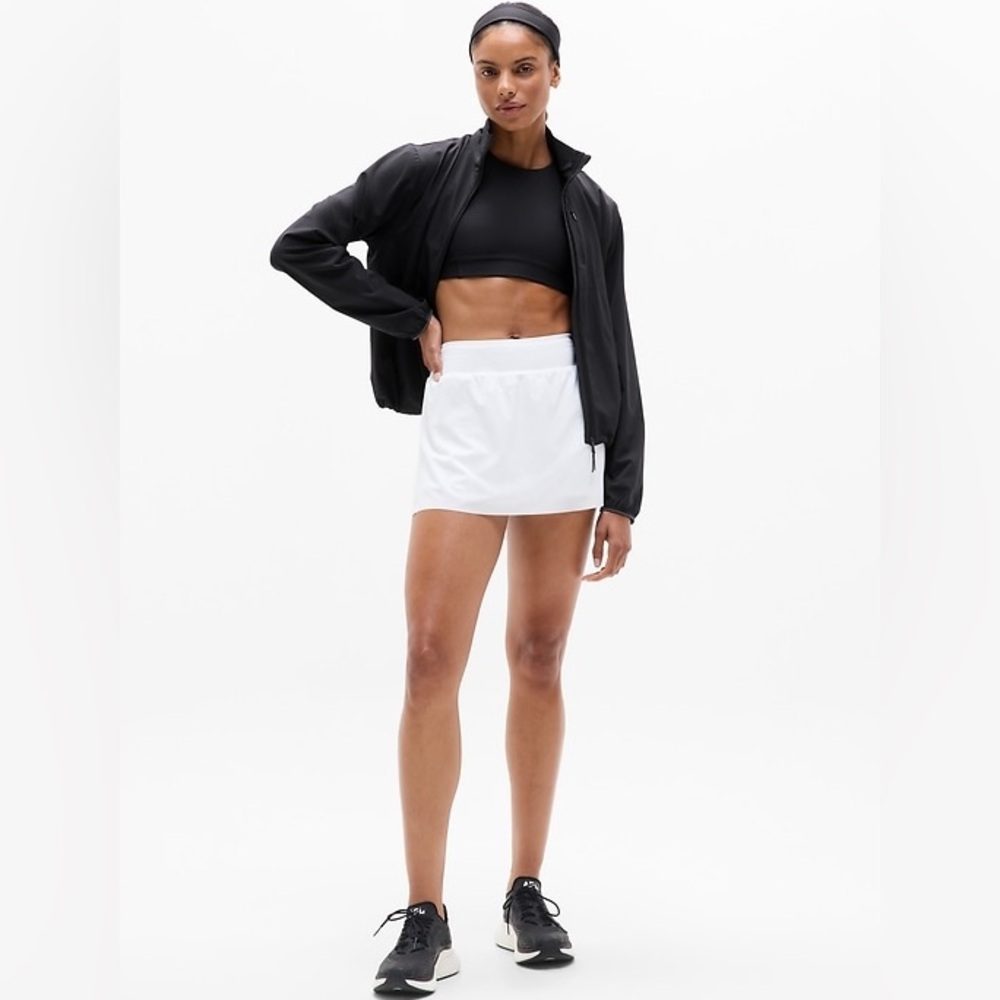 NWT Athleta Sz L Fast Route Mid Rise 13" Run Skort in White, Reflective Glintz - Picture 3 of 12